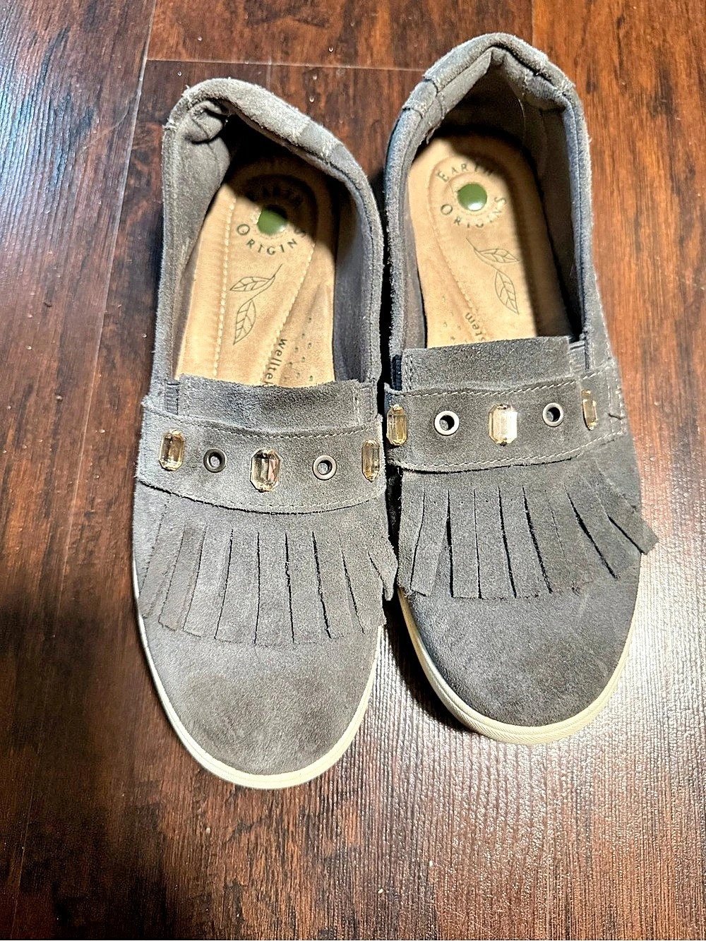 Earth Origins Women's Gray Fringe Sneakers